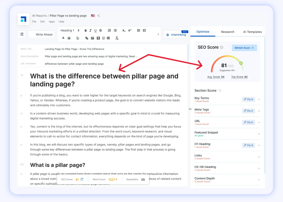 Scalenut Interface Review 2024