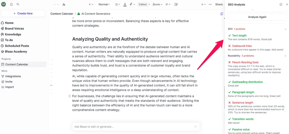 Content Quality and Output - Assessing Blaze AI's Capabilities